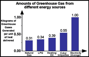 Gas graph and The Greenhouse Effect and Climate Change. Image by Information for Action, a website for conservation and environmental issues offering solutions